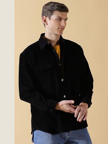 Image of Thomas Scott Men's Premium Spread Collar Double Pocket Corduroy Oversized Shackets