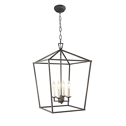 Pendelleuchte Laterne Licht 4-Light Metall Käfig Industrie Kronleuchter,...