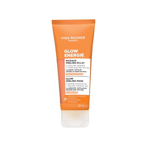 Yves Rocher Glow Énergie Mascarilla Exfoliante – Aporta luminosidad en 10 minutos – Con capuchina y complejo exfoliante – Para todo tipo de piel – 95 % de ingredientes naturales – 75 ml
