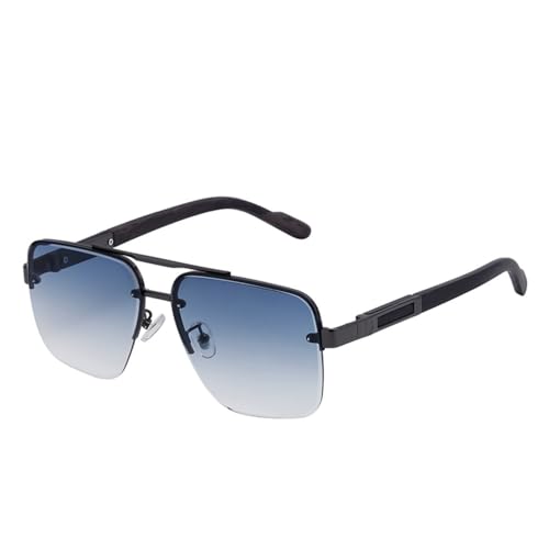 Lunettes sans cadre en métal bleu au design vintage de luxe pour homme