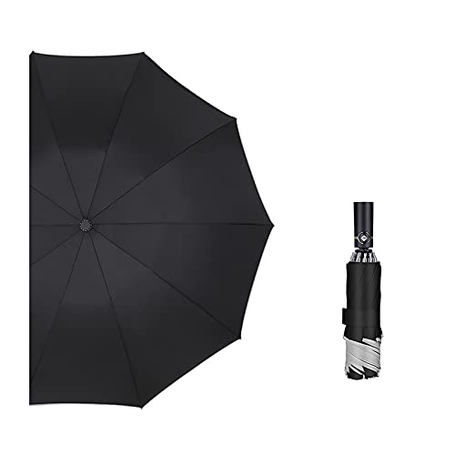 Parapluie pliable haut de gamme noir à structure renforcée 10 baleines
