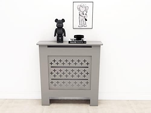 MZM Monsoors Radiator Cover, Cabinet MDF Horizontal Modern Design Gloss Black Decorative for Living Room Dining Room Bedroom (Small 78x19x82 cm, Gloss Black Horizontal)