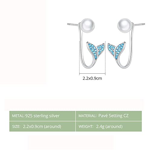Boucles d'oreilles perles et queue de poisson en argent 925 - 2
