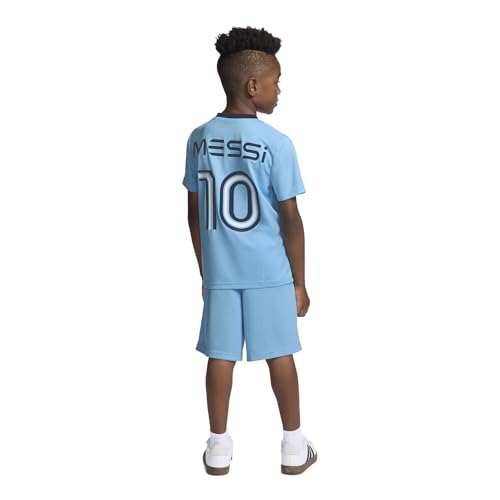 Image of Messi Boys' Lifestyle Short Sleeve 2-piece Set, Slim-fit Jersey Set With Top & Shorts