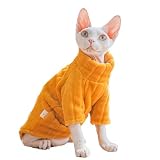 Orange Coral Fleece Sweater for Sphynx Cat Clothes Coat for Hairless Cats