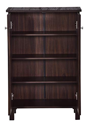Image of DeckUp Alvo 2-Door Engineered Wood Shoe Rack (Walnut, Matte Finish)