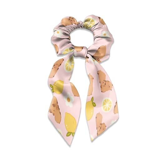 Qehuruxo 2 Pieces Hair Ties with Bows Hair Scarf Scrunchies Soft Satin Hair Bow Tie Ponytail Holders Accessories Y2K 2026 Fashion