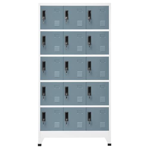 Image of Steel Locker Cabinet Light Grey Dark Grey 90x40x180 cm