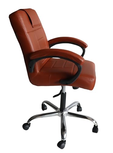 Image of Goyal steel & furniture Revolving Chair for Principal Manager Office with arm Rest and Cushioned seat Back (1, Brown, Standard)