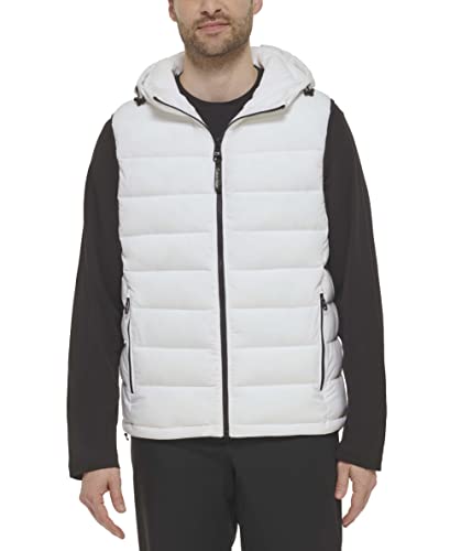 Calvin Klein Men's Lightweight Hooded Puffer Vest, White, Large #TOP20