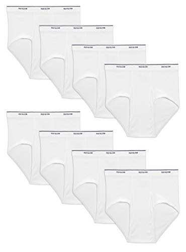 Fruit of the Loom 8-Pack Men's White Tag Free Solid White Cotton Briefs B8P7601 (Small)