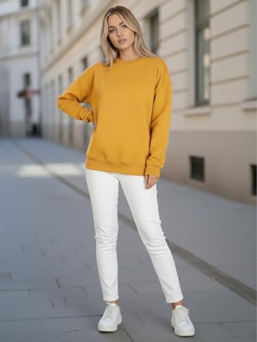 Image of LEOTUDE Women's Boyfriend Fit Loopknit Sweatshirt | Full Sleeve Drop Shoulder | Sweatshirt for Women