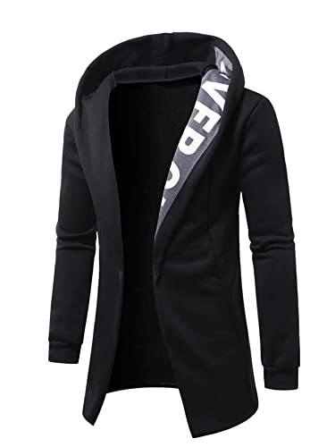 WDIRARA Men's Letter Graphic Print Open Front Hoodie Casual Long Sleeve Sweatshirt3