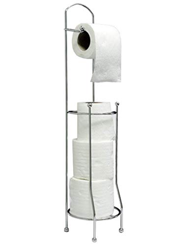 Chrome Toilet Roll Holder Stand (Round)