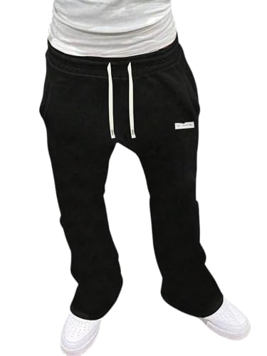 SOLY HUX Men's Drawstring Sweatpants Elastic Waist Baggy Straight Leg Casual Track Pants with Pockets