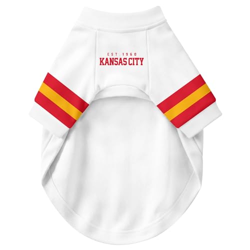 Image of Kansas Dog Clothes Jersey Style Personalized Pet T Shirt with Custom Name Number for Small Medium Large Dogs