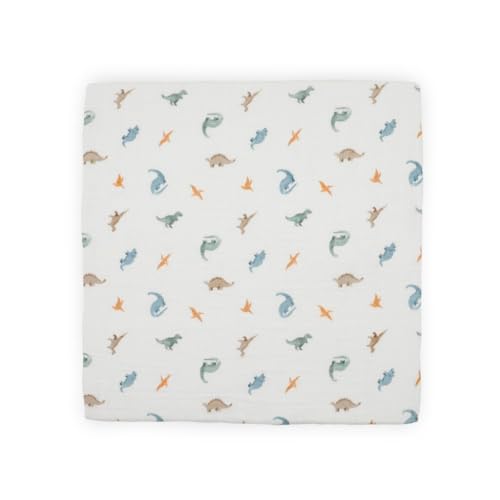Image of Little Unicorn Muslin Swaddle Blanket for Newborns & Infants | Soft & Breathable Fabric | Baby Blanket for Swaddling, Nursing, Shower Gifts (Little Dino)