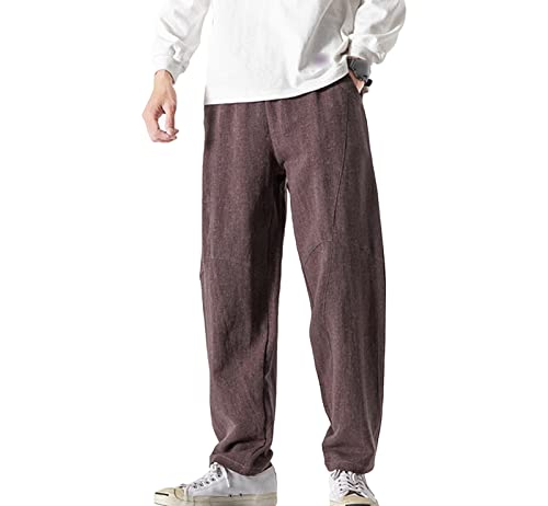 JEShifangjiusu Men's Comfort Stretch Cotton Chino Pants Loose Fit Casual Trousers Lightweight Elastic Waist Summer Beach Pant