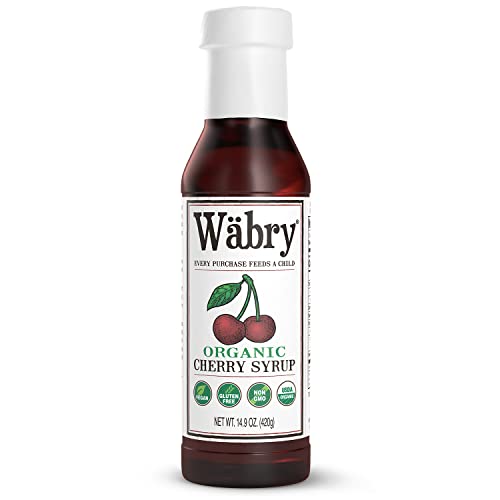 Image of Wabry Organic Cherry Syrup - 14.9oz (420g), Natural Fruit Syrups for Drinks, Coffee, Shaved Ice and Ice cream, Vegan, Non-GMO, Gluten-Free Snow Cone Syrup - BPA-Free Plastic Bottle