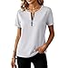 Quarter Zip Tops for Women Short Sleeve Crew Neck Slim Fitted Basic Blouse Summer Fashion Casual Outfits 2026 White