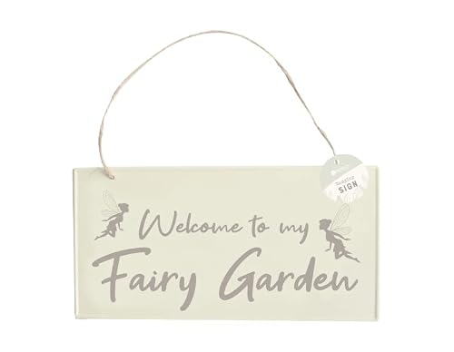 Metal Garden Hanging Wall Plaque - Fairy Design with Wording - Welcome to my Fairy Garden 6297