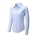 DIYUS Women's Button Down Shirt Slim-Fit Stretchy Cotton Long Sleeve Work Blouses Light BlueXL