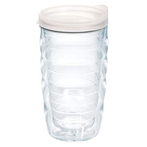 Tervis Clear & Colorful Lidded Made in USA Double Walled Insulated Tumbler Travel Cup Keeps Drinks Cold & Hot, 10oz Wavy, Frosted Lid