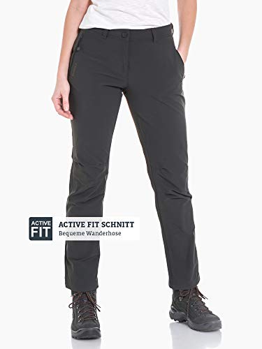 Schöffel Damen Pants Engadin, Outdoor Hose, strapazierfähige Wanderhose für Frauen, Wasserabweisende Damen Hose mit sportlichem Schnitt, Charcoal, 38