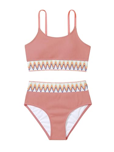 Image of Lilosy High Waisted Tummy Control Ribbed Bikini Crop Top Brazilian Swimsuit Set 2 Piece