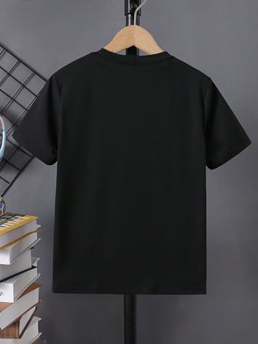 SweatyRocks Boy's Letter Tees Graphic Print Tops Color Block Crewneck Short Sleeve Casual T Shirts2