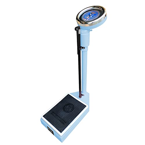 FENOKD Professional Mechanical Column Scale,Precision Height and Weight Scale,with Adjustable Height Rod 190cm,Extra-Large Dial, with Easy to Read Measurements (Blue 120kg)