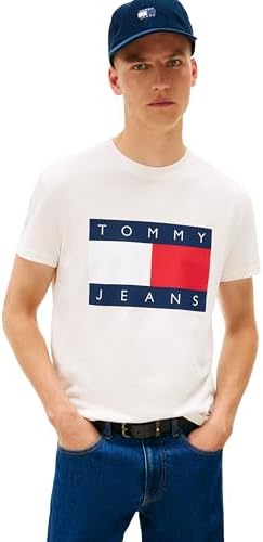 Tommy Jeans Men's Short Sleeve Cotton Graphic T-Shirts with Big F...