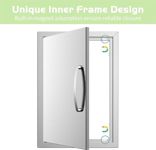 Outdoor Kitchen Single Door BBQ Access 17'' Wx24'' H Flush Mount Island Perfect for Grilling Station and Island, Silver