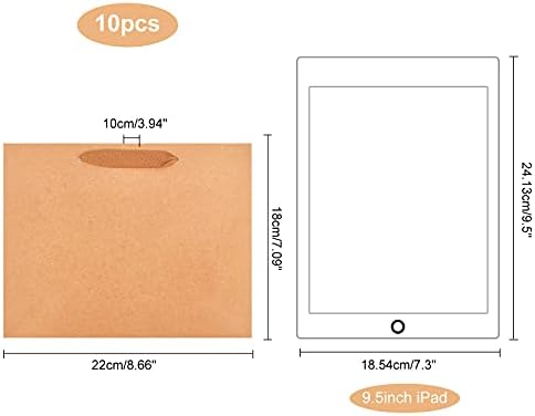 PandaHall 10pcs Paper Gift Bags, Kraft Gift Bag Brown Large Paper Pouches Plain Gift Shopping Bags with Handle for Christmas, Valentines Day, Wedding, Birthday, Hen Party, 22x18x10cm/8.5x7x4"