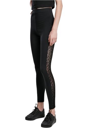 Urban Classics Damen Ladies Flock Lace Stripe Leggings, Black, M