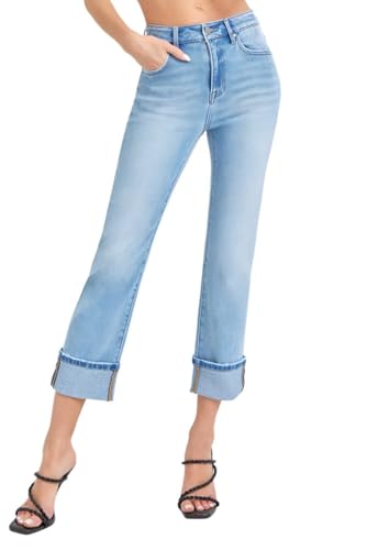 SALT TREE Risen Jeans - High Rise Cuffed Straight Jeans - RDP55802
