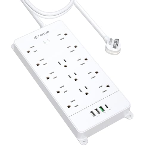 Image of TROND 10ft Surge Protector Power Strip with 32W USB,ETL Listed, 4000J,White