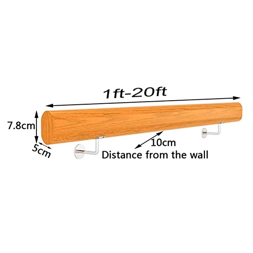 Rampe d'escalier en bois naturel avec support mural de sécurité - 3