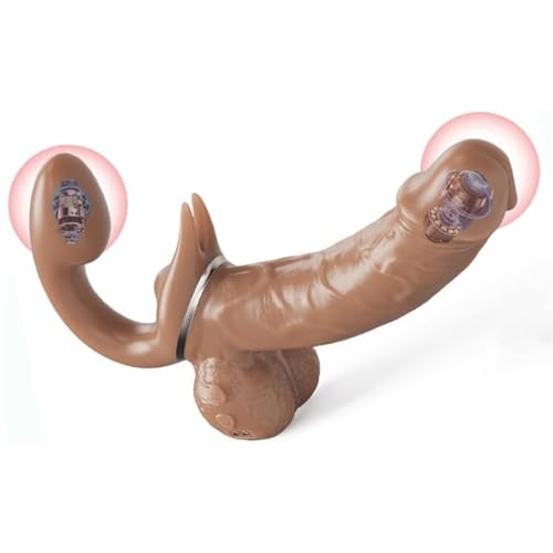 PQKuss Silikon Realistischer Doppeldildo Paarvibrator,Strap On Umschnall Dildo Lesben für Sie Klitoris und G-punkt Stimulator SM Partner Vibratoren Erotik Sex toys für Frauen Männer und Paar