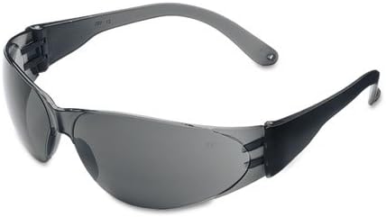 Crews Checklite - Lentes de seguridad resistentes a los arañazos, lentes grises, incluye 12 por caja.