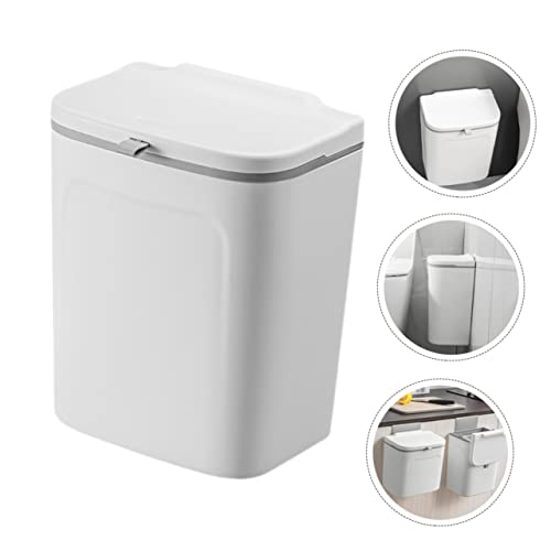 Caneca de basura blanca rectangular para colgar 9L miniatura 4