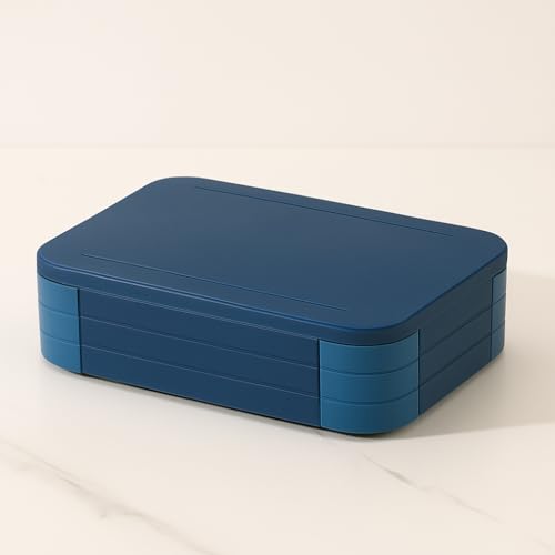 Image of daiDokoro 3 Compartment Bento Lunch Box with Removable Containers | Compact Leak-Proof, Microwave & Dishwasher Safe Tiffin for Office Use, School & Travel (Dark Blue, 1040 ML)