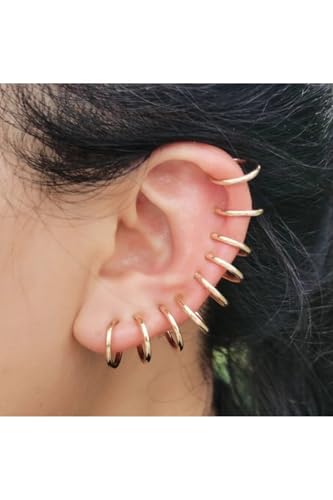 Gold Rengi Deliksiz Fake Piercing Seti, Kulak Dudak Burun, 2 Adet