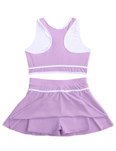 Girl Swimsuit 2 Piece Bathing Suit High Waist Color Block Bikini Skirt Set Sporty Summer Swimwear 4-13Y2