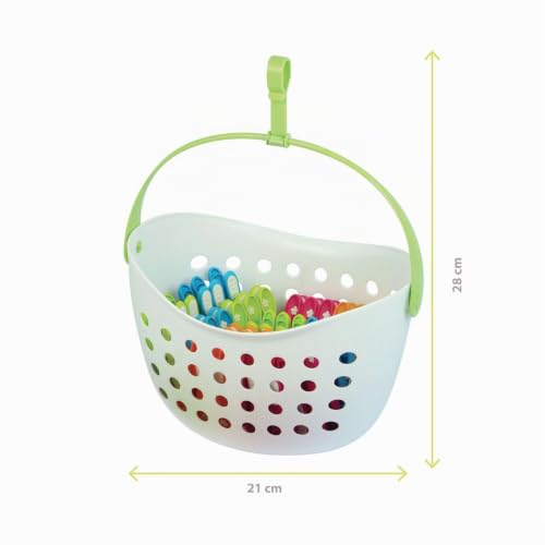 Miniatura 4 de Laguelle Cesta Con 48 Pinzas Antideslizantes Fabricación Francesa Cesta Blanca Pinzas A Juego Verde, Azul, Naranja, Rosa