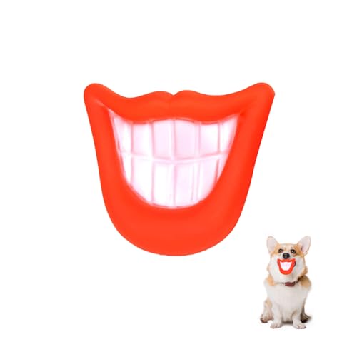 NAUZE Pet Toy Funny Novelty Dogs Toy Big Red Lip Rubber Toy with Sound Squeaker Halloween Themed Props for Relief Decompression Cosplay Dog Teeth
