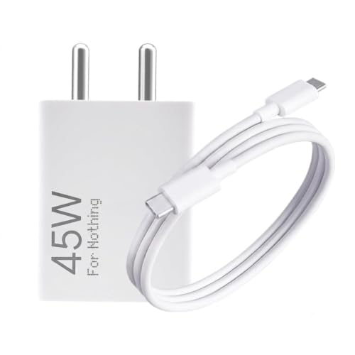 Image of Scalebee 45W PPS GaN Type C Fast Charger Adapter with Cable | Compatible with Nothing Phone 4A / 4A Pro / 3A Pro / 3A Lite / 2A Plus / 2A / Phone 1 / CMF Phone 2, 3 (White)