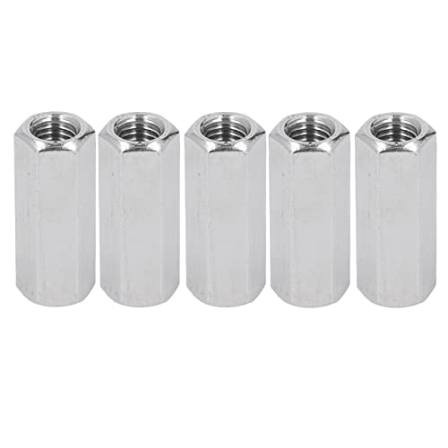 5 Pcs Hex Coupling Nut M12 x 1.75 Female Thread 19mm Outer Diameter 50mm Length 304 Stainless Steel Silver Rod Coupling Nuts