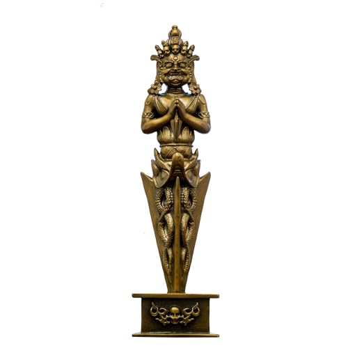 Chufan Tibetan Vajra Dorge Buddha Statue Brass Spiritual Phurba Pestle Feng Shui Ornament Buddhism Religious Supplies Decor Vintage Handmade