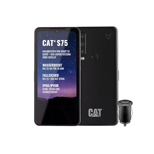 Cat S75 – Robusto smartphone 5G con collegamento satellitare (IP68 e IP69K, MIL SPEC 810H, super luminoso 6.58" FHD+ 120Hz, Octa Core 2 GHz, batteria da 5000 mAh, 6 GB/128 GB, Android 12) – Nero